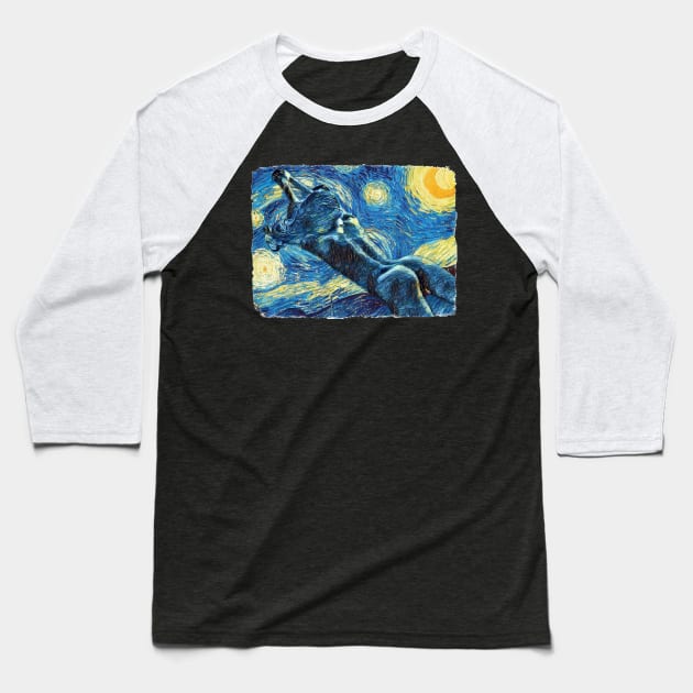 Yoga Van Gogh Style Baseball T-Shirt by todos